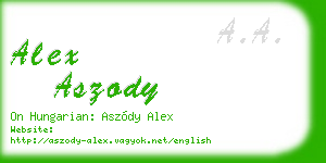 alex aszody business card