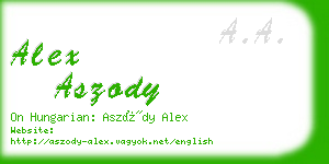 alex aszody business card